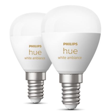 ΣΕΤ 2x Λαμπτήρας Dimming LED Philips Hue WHITE AMBIANCE P45 E14/5,1W/230V 2200-6500K