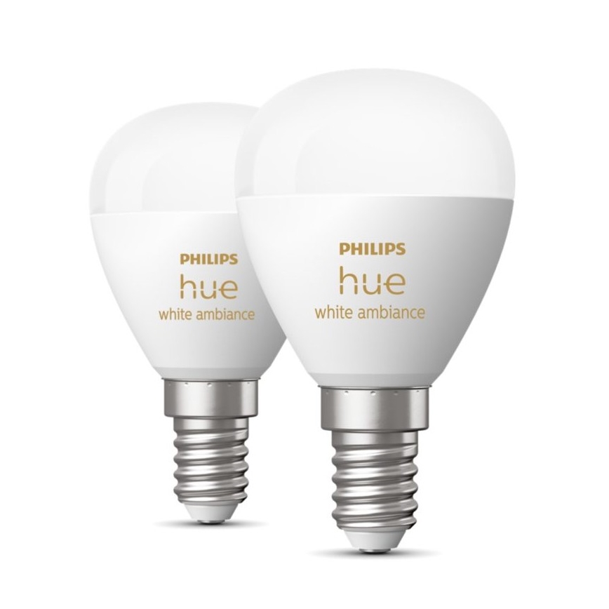 ΣΕΤ 2x Λαμπτήρας Dimming LED Philips Hue WHITE AMBIANCE P45 E14/5,1W/230V 2200-6500K