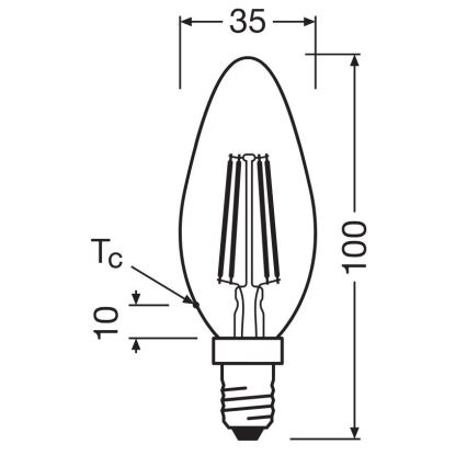 ΣΕΤ 2x Λαμπτήρας LED FILAMENT B35 E14/4W/230V 4000K - Osram