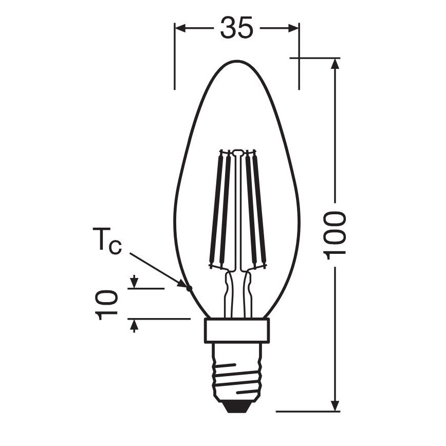 ΣΕΤ 2x Λαμπτήρας LED FILAMENT B35 E14/4W/230V 4000K - Osram