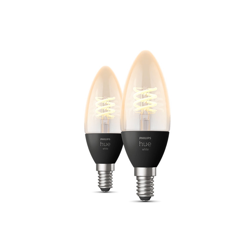 ΣΕΤ 2x λαμπτήρες LED Dimmable Philips Hue WHITE FILAMENT E14/4,5W/230V 2100K