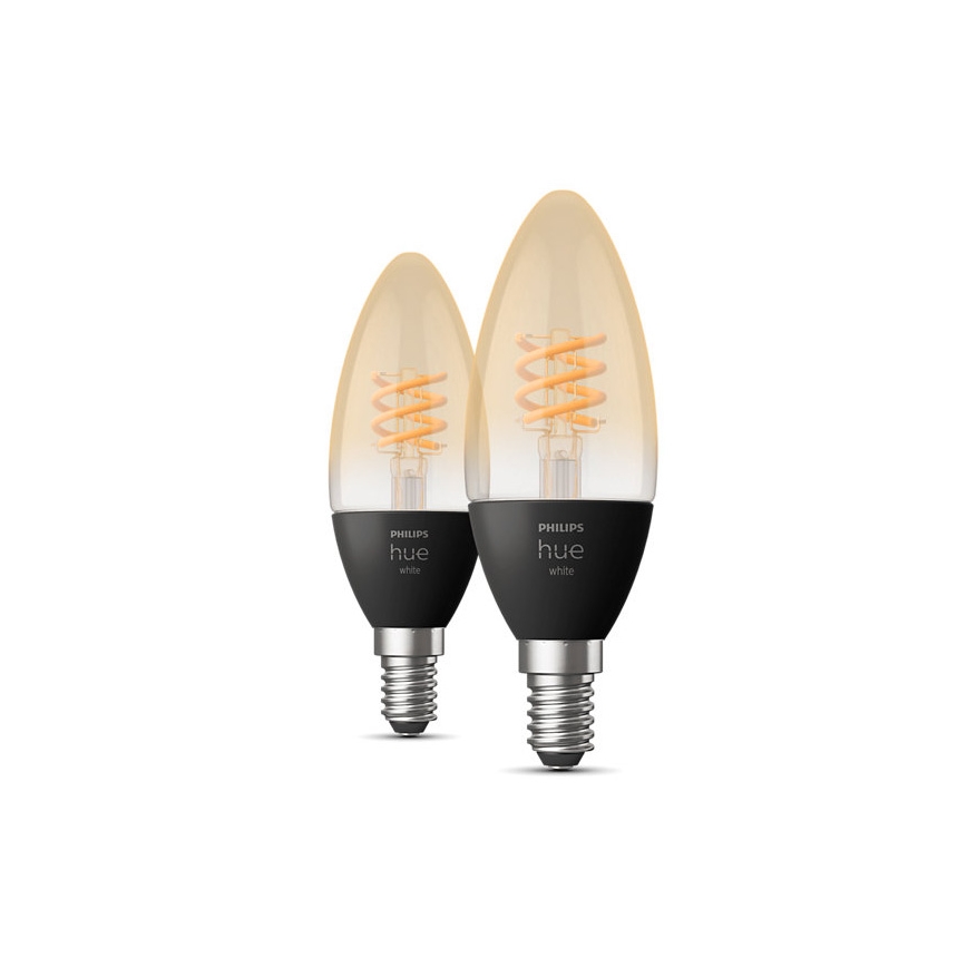 ΣΕΤ 2x λαμπτήρες LED Dimmable Philips Hue WHITE FILAMENT E14/4,5W/230V 2100K