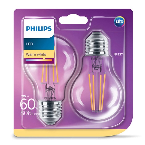 ΣΕΤ 2x Λαμπτήρες LED VINTAGE Philips E27/7W/230V 2700K