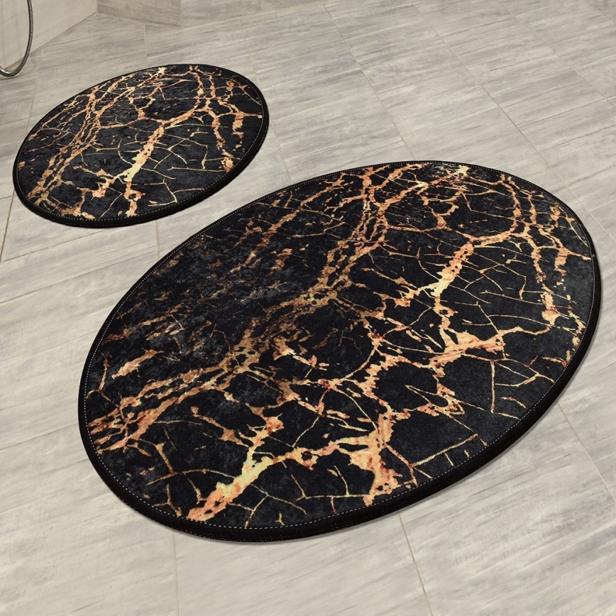 ΣΕΤ 2x Πατάκι μπάνιου GOLDES 60/100 cm μαύρο/χρυσό