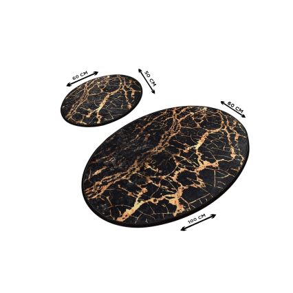 ΣΕΤ 2x Πατάκι μπάνιου GOLDES 60/100 cm μαύρο/χρυσό