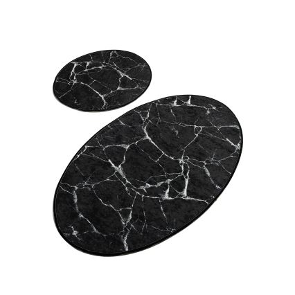 ΣΕΤ 2x Πατάκι μπάνιου MARBLE 50x60/60x100 cm μαύρο