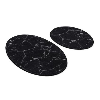 ΣΕΤ 2x Πατάκι μπάνιου MARBLE 50x60/60x100 cm μαύρο