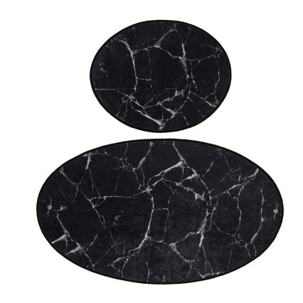 ΣΕΤ 2x Πατάκι μπάνιου MARBLE 50x60/60x100 cm μαύρο