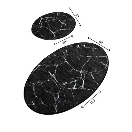 ΣΕΤ 2x Πατάκι μπάνιου MARBLE 50x60/60x100 cm μαύρο