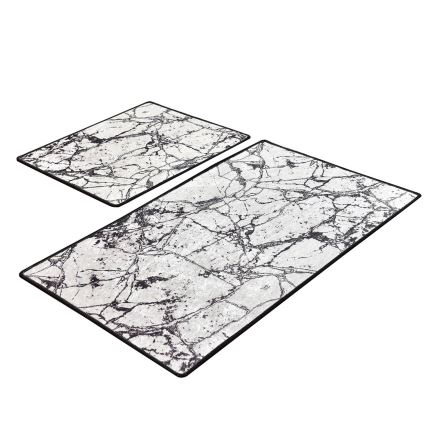 ΣΕΤ 2x Πατάκι μπάνιου MARBLE 60/100 cm λευκό/μαύρο