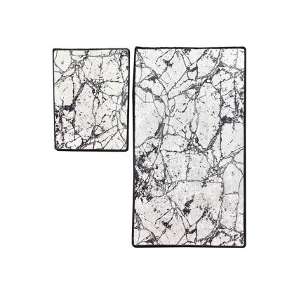 ΣΕΤ 2x Πατάκι μπάνιου MARBLE 60/100 cm λευκό/μαύρο