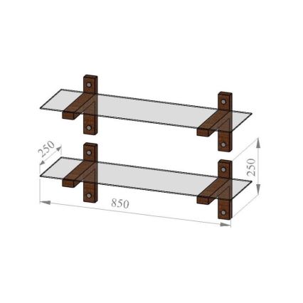 ΣΕΤ 2x Ράφι τοίχου 25x85 cm πεύκο/μαύρο