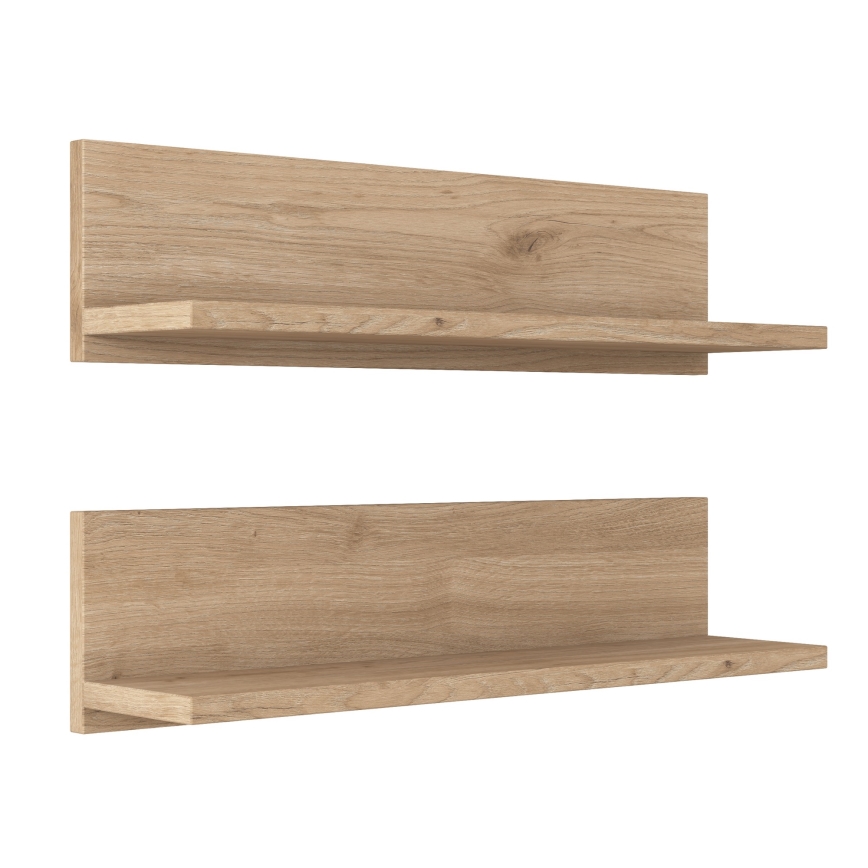 ΣΕΤ 2x Ράφι τοίχου 60x15 cm καφέ
