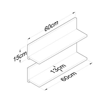 ΣΕΤ 2x Ράφι τοίχου RANI 60x15 cm καφέ