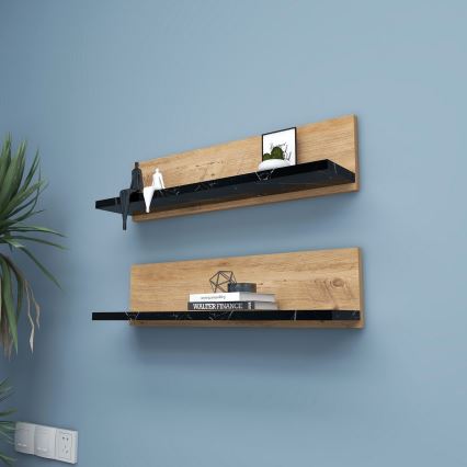Σετ 2x Ράφια SHELFIE πεύκο/μαύρο