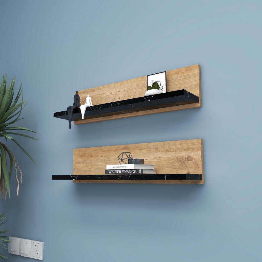 Σετ 2x Ράφια SHELFIE πεύκο/μαύρο