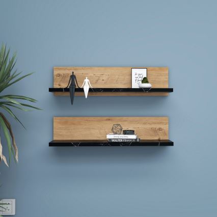 Σετ 2x Ράφια SHELFIE πεύκο/μαύρο