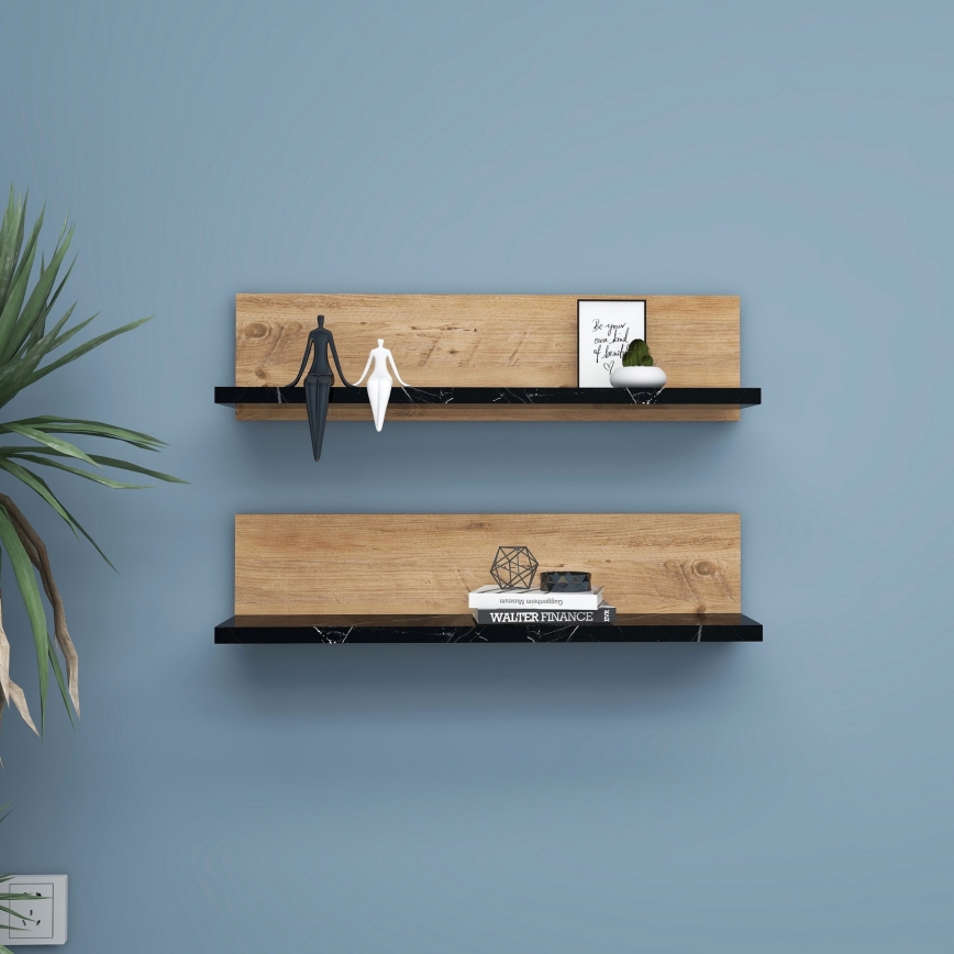 Σετ 2x Ράφια SHELFIE πεύκο/μαύρο