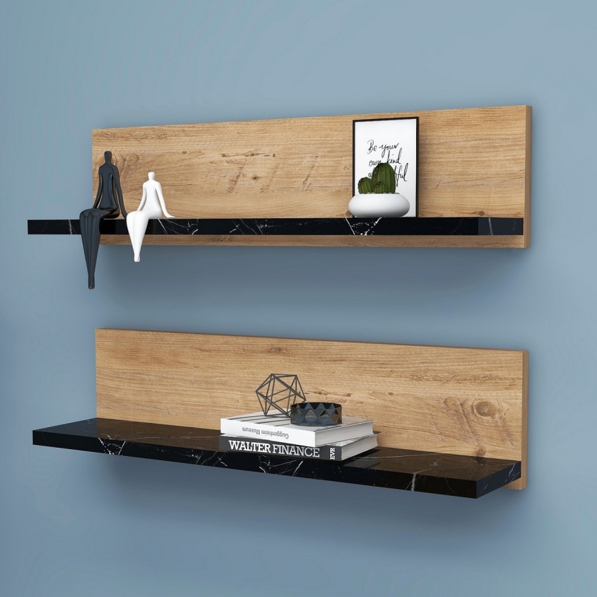 Σετ 2x Ράφια SHELFIE πεύκο/μαύρο