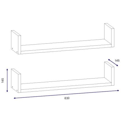 ΣΕΤ 2x Ράφια τοίχου IRIS 14,5x63 cm λευκό