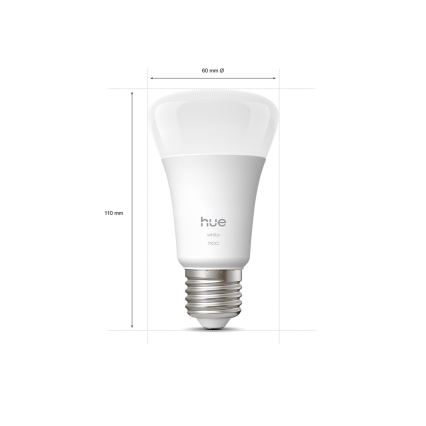 Σετ 2x Ρυθμιζόμενες LED λάμπες Philips Hue WHITE E27/9,5W/230V 2700K