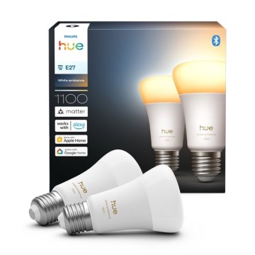 Σετ 2x ρυθμιζόμενοι LED λαμπτήρες Philips Hue WHITE AMBIANCE E27/8,1W/230V 1000-20000K