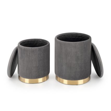 ΣΕΤ 2x Σκαμπό MONTY διάμετρος 36/66 cm γκρι/χρυσό