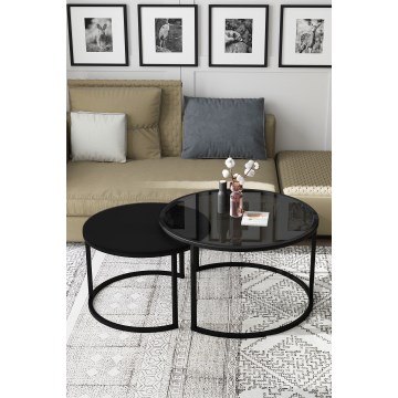 ΣΕΤ 2x Τραπεζάκι σαλονιού BORA διάμετρος 57/75 cm μαύρο