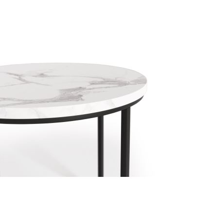 ΣΕΤ 2x Τραπεζάκι σαλονιού OREO διάμετρος 43/53 cm μαύρο/μαρμάρινο μοτίβο