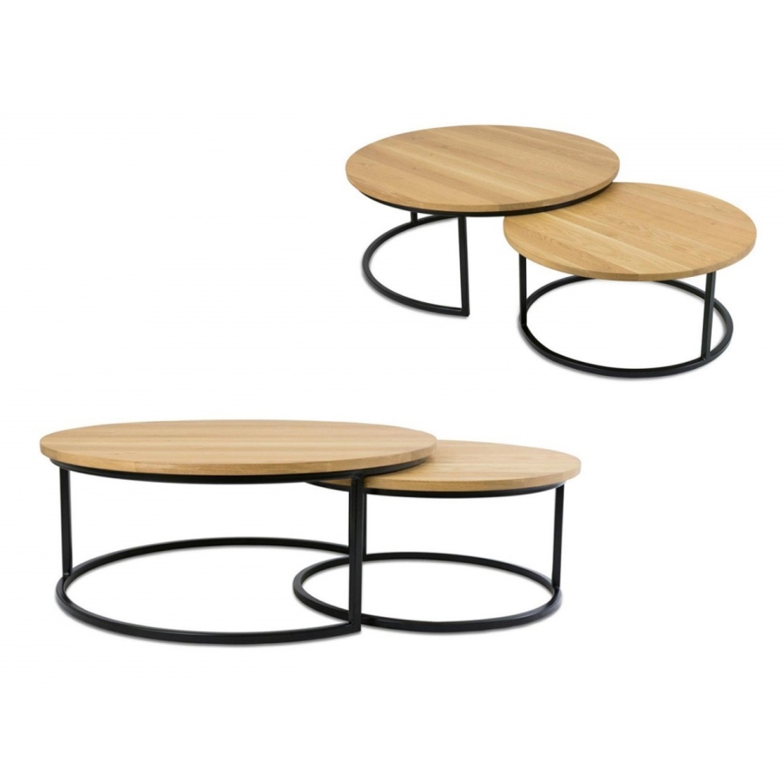 ΣΕΤ 2x Τραπεζάκια σαλονιού OAKLOFT 38x90 cm μαύρο/βελανιδιά
