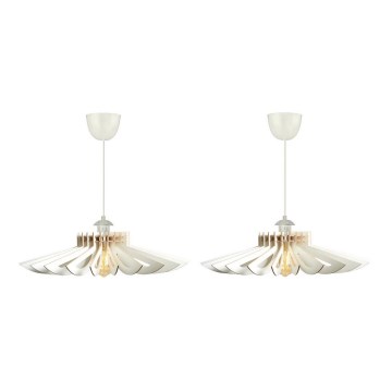 ΣΕΤ 2x Φωτιστικό οροφής με καλώδιο 1xE27/60W/230V λευκό διάμετρος 52 εκ.