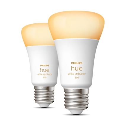 ΣΕΤ 2xLED Dimmable λαμπτήρες Philips Hue WHITE AMBIANCE E27/6W/230V 2200-6500K