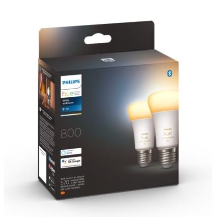 ΣΕΤ 2xLED Dimmable λαμπτήρες Philips Hue WHITE AMBIANCE E27/6W/230V 2200-6500K