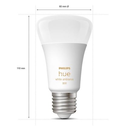 ΣΕΤ 2xLED Dimmable λαμπτήρες Philips Hue WHITE AMBIANCE E27/6W/230V 2200-6500K