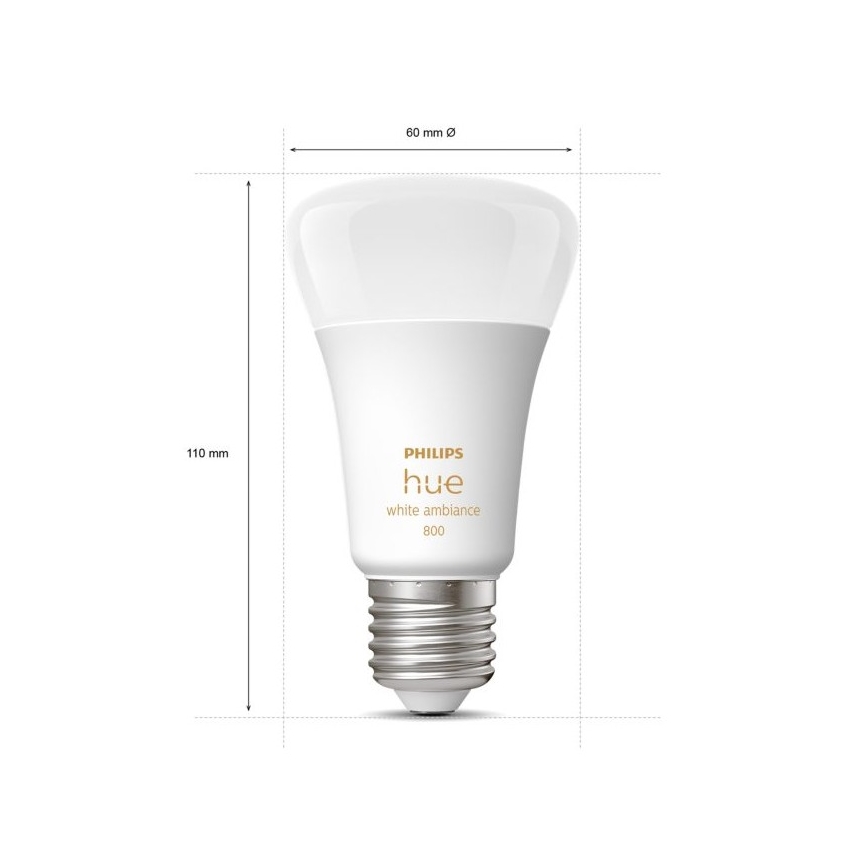 ΣΕΤ 2xLED Dimmable λαμπτήρες Philips Hue WHITE AMBIANCE E27/6W/230V 2200-6500K