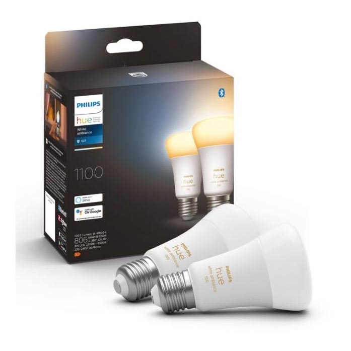 ΣΕΤ 2xLED Dimmable λαμπτήρες Philips Hue WHITE AMBIANCE E27/8W/230V 2200-6500K