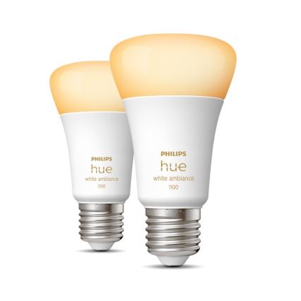 ΣΕΤ 2xLED Dimmable λαμπτήρες Philips Hue WHITE AMBIANCE E27/8W/230V 2200-6500K