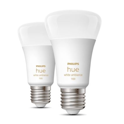 ΣΕΤ 2xLED Dimmable λαμπτήρες Philips Hue WHITE AMBIANCE E27/8W/230V 2200-6500K