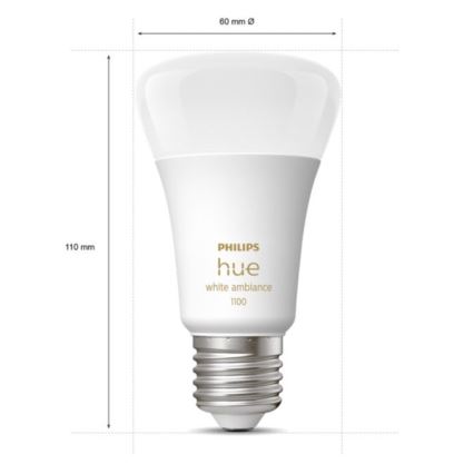 ΣΕΤ 2xLED Dimmable λαμπτήρες Philips Hue WHITE AMBIANCE E27/8W/230V 2200-6500K