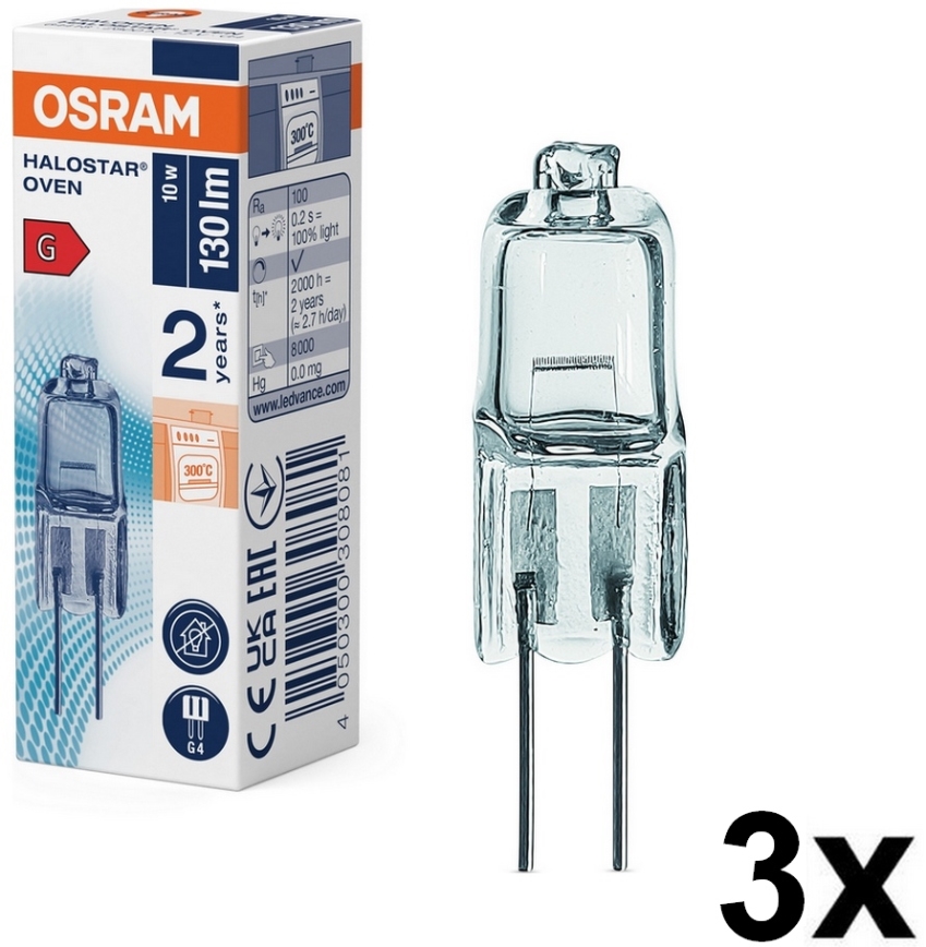 Σετ 3 λαμπτήρων φούρνου HALOSTAR G4/10W/12V 2700K - Osram