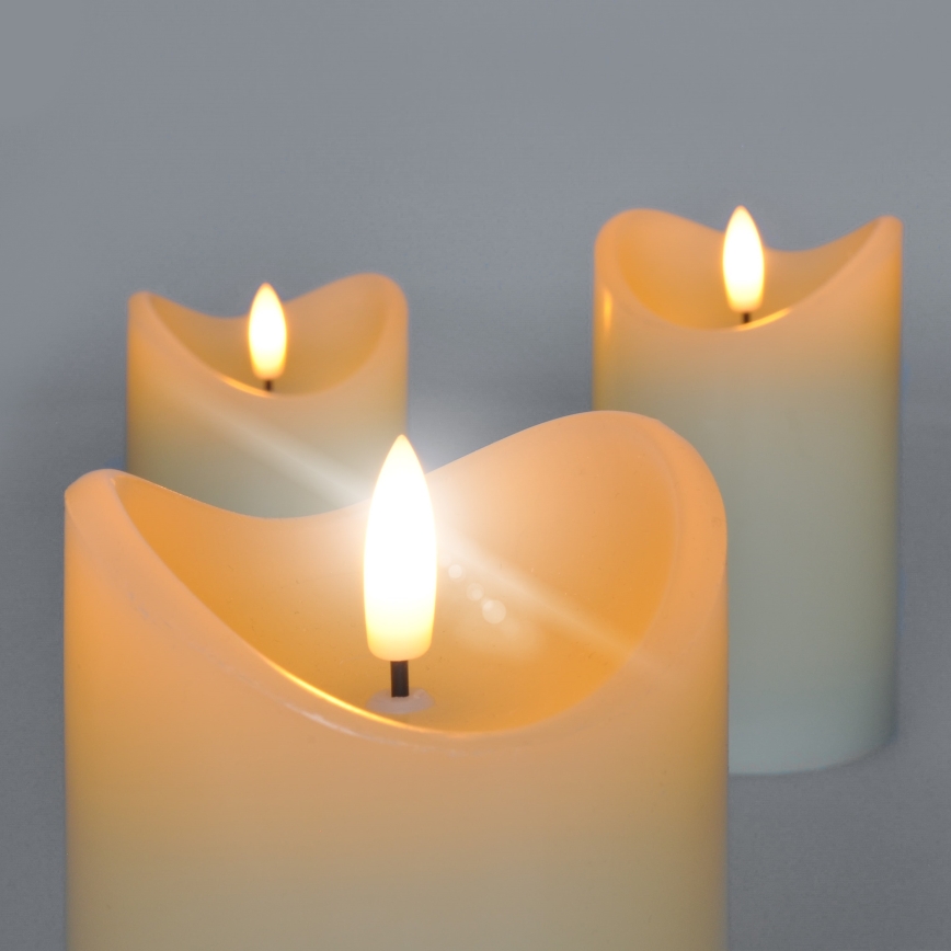 ΣΕΤ 3x LED Natural wax κερί LED/3xAAA/θερμό λευκό