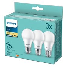 ΣΕΤ 3x LED Λαμπτήρες Philips A60 E27/10W/230V 2700K