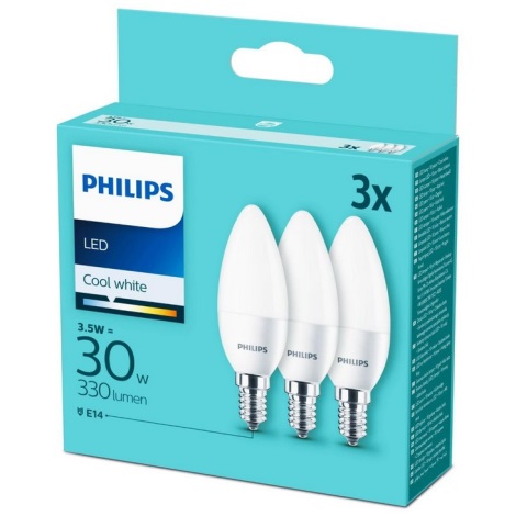 ΣΕΤ 3x  LED  Λαμπτήρες Philips B35 E14/3,5W/230V 4000K