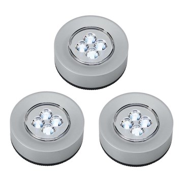ΣΕΤ 3x LED Φωτιστικά προσανατολισμού αφής 1xLED/2W/4,5V ασημί