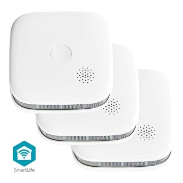 ΣΕΤ 3x Ανιχνευτής καπνού SmartLife 3V/1xCR123A Wi-Fi Tuya