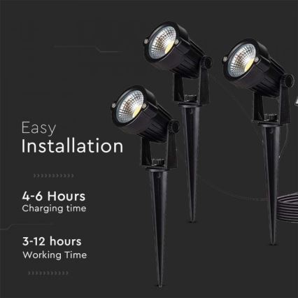 ΣΕΤ 3x Ηλιακό φωτιστικό LED εξωτερικού χώρου 3xLED/1,2W/3,7V IP65 3000K
