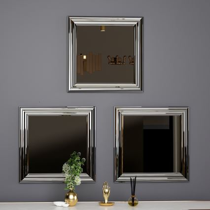 ΣΕΤ 3x Καθρέφτης τοίχου OTTO 40x40 cm ασημί