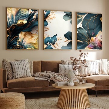 ΣΕΤ 3x Κορνίζα τοίχου 50x70 cm plants