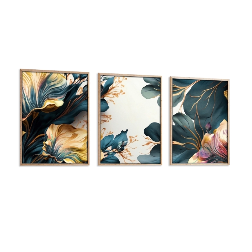 ΣΕΤ 3x Κορνίζα τοίχου 50x70 cm plants
