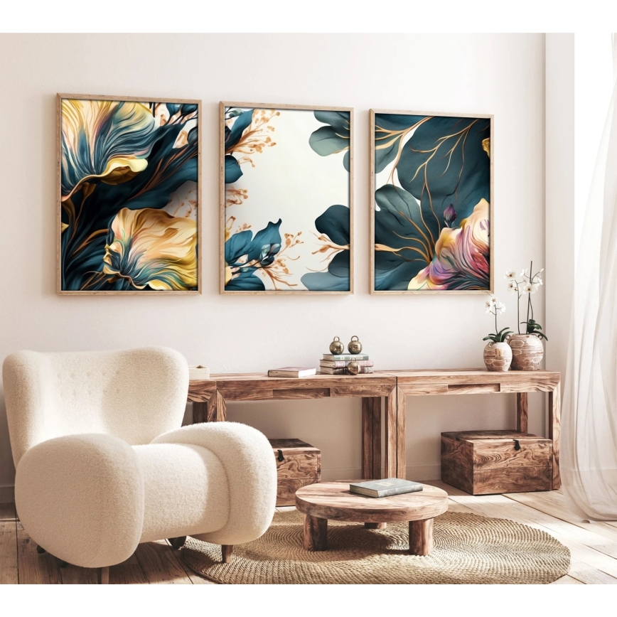 ΣΕΤ 3x Κορνίζα τοίχου 50x70 cm plants